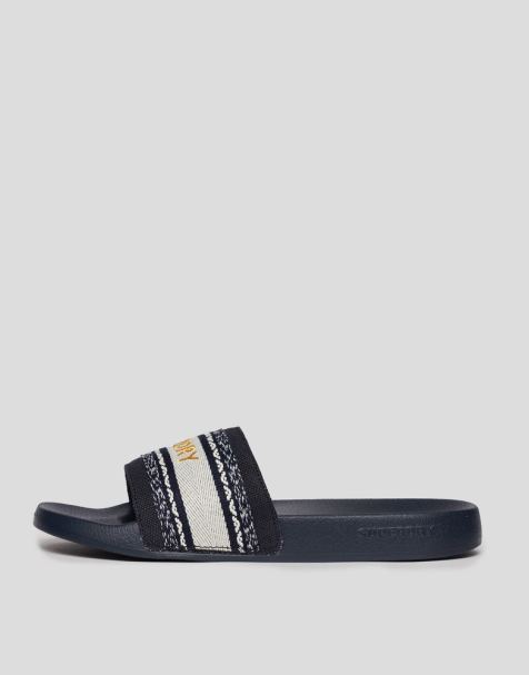Superdry Vegan webbing pool sliders in truest navy - view 1
