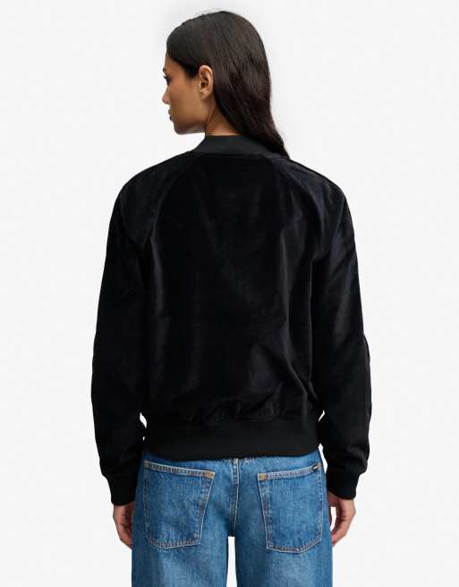 Superdry Velvet bomber jacket in black, 2 of 4