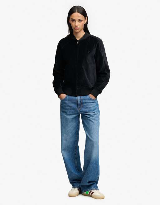 Superdry Velvet bomber jacket in black, 4 of 4