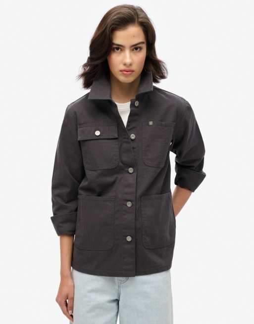 Superdry - Veste de travail à broderie - Noir ardoise, 2 de 7