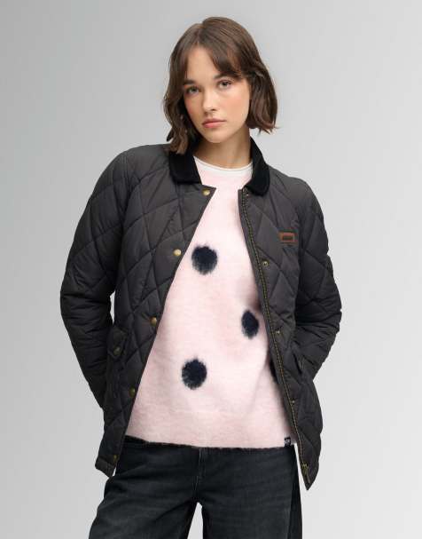 Superdry veste doublée à bordures en velours côtelé noire - view 1