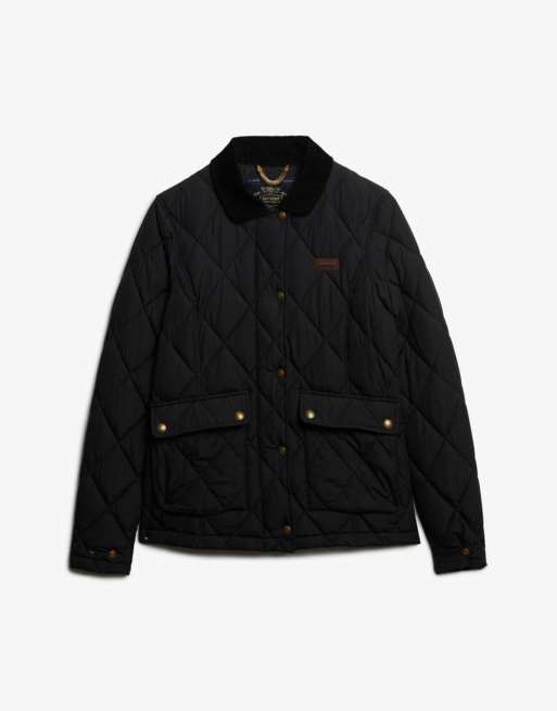Superdry veste doublée à bordures en velours côtelé noire, 7 de 7