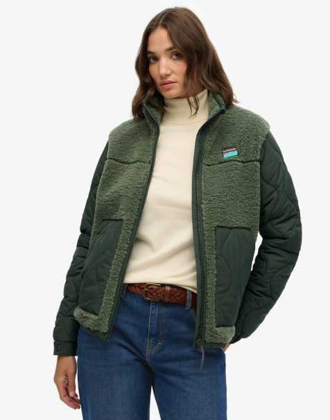 Superdry - Veste hybride en polaire et imitation peau de mouton - Kaki laurier - view 1