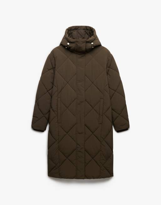Superdry veste longue matelassée à losanges en vert kaki foncé, 6 de 6