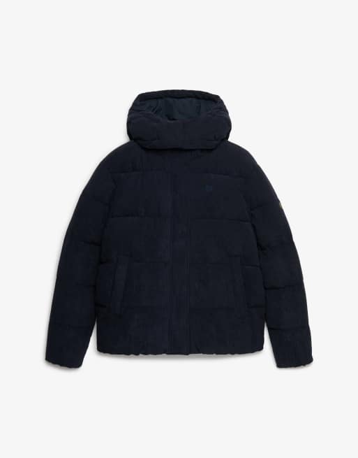Superdry veste matelassée à capuche en velours côtelé bleu marine eclipse premium, 6 de 6