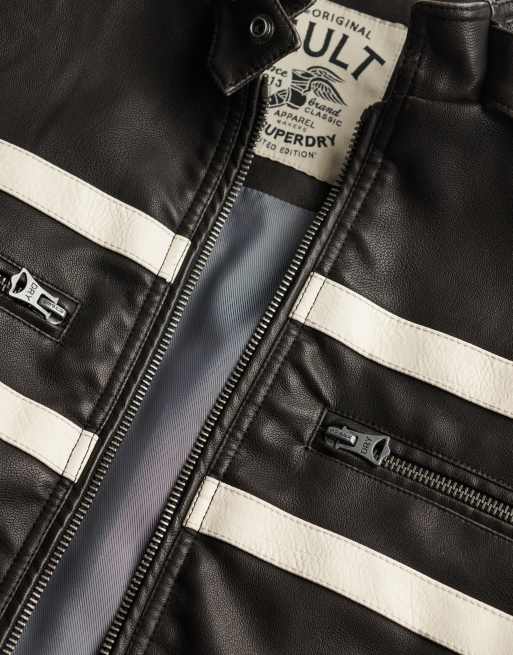 Superdry veste moto noir délavé/blanc cassé, 6 de 7