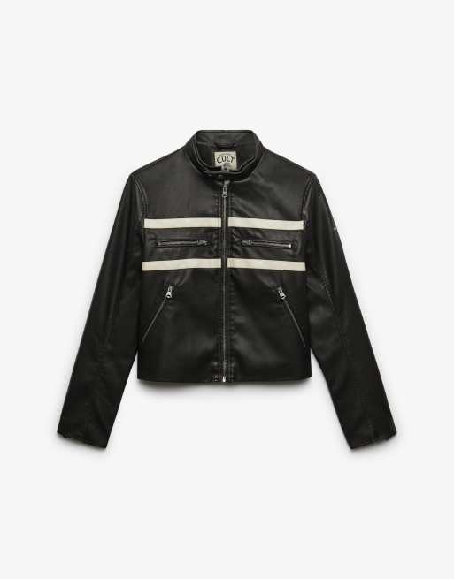 Superdry veste moto noir délavé/blanc cassé, 7 de 7
