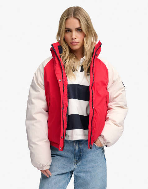Superdry veste shell matelassée en coton rouge tango - view 1