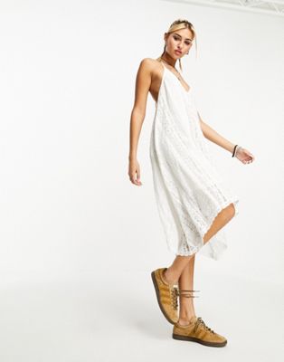 Superdry vintage all lace midi dress in white