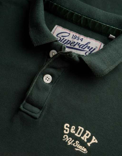 Superdry – Vintage Athletic – Besticktes Polohemd in Adlergrün, 5 von 7