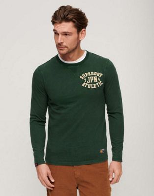 Superdry Vintage athletic long sleeve top in enamel green