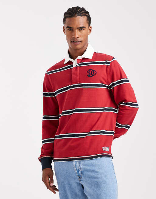 Superdry - Vintage Athletic - Polo rugby rayé - Rouge