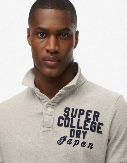 Superdry – Vintage Athletic – Polohemd in Vintage-Sweat-Grau meliert