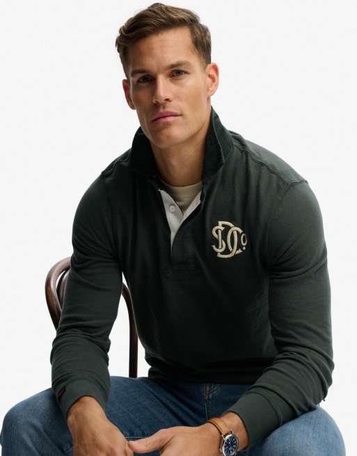 Superdry – Vintage Athletic – Rugby-Shirt in Adlergrün