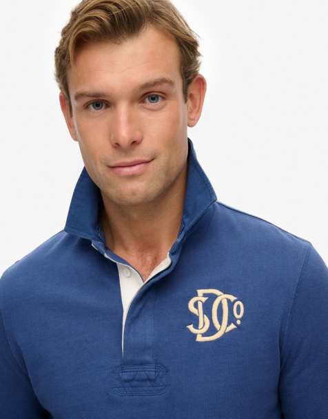Superdry Vintage athletic rugby shirt in bay blue - view 1