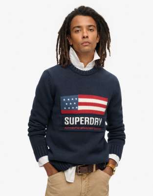 Vintage Athletic - Strickpullover in Eclipse-Marineblau Marineblau 46-48