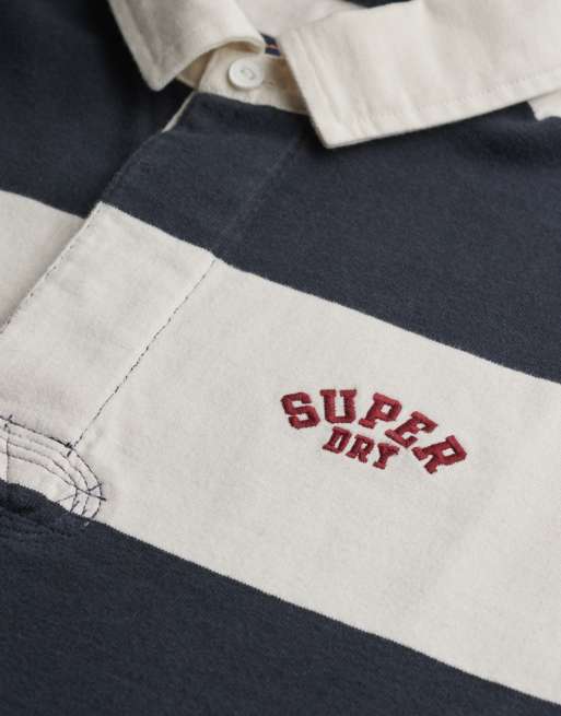 Superdry Vintage athletic stripe rugby top in eclipse navy/ecru, 5 of 7