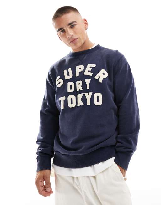 Superdry Vintage Athletic Sweat ras de cou Bleu marine