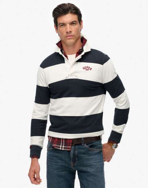 Superdry - Vintage Athletic - Top style rugby à rayures - Bleu marine éclipse/écru - view 1