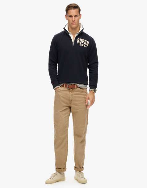 Superdry Vintage athletic zip half-zip jumper in eclipse navy