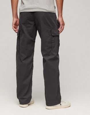 Superdry Vintage baggy cargo trousers in washed black