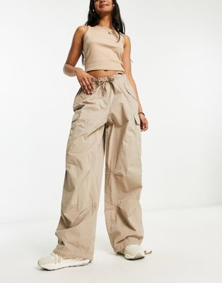 Superdry vintage baggy parachute trousers in brown