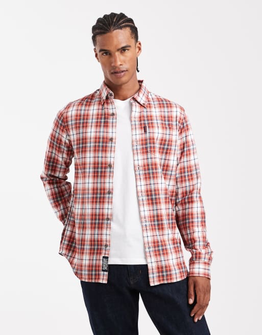 Superdry – Vintage-Baumwollhemd in Weiß mit Frontier-Karo