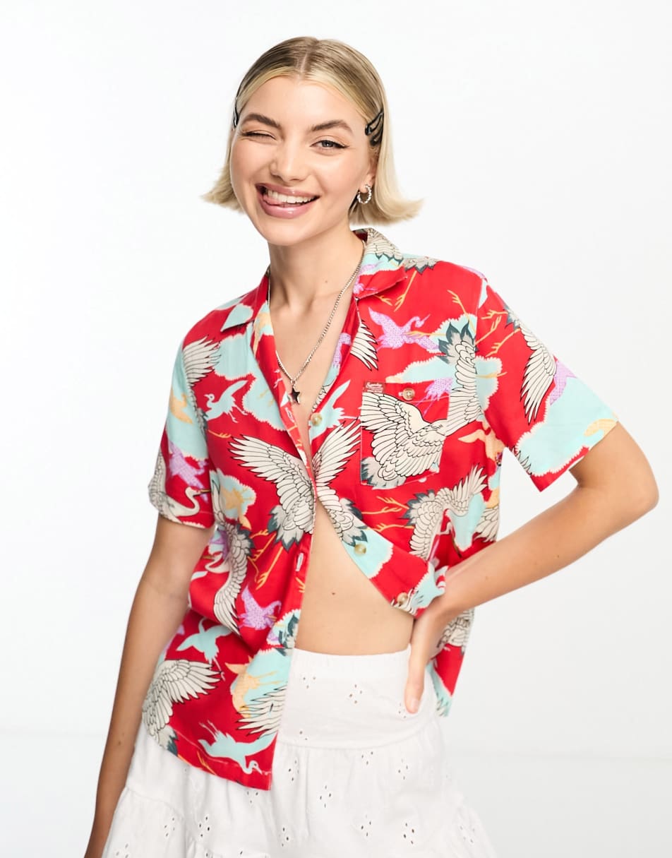 Superdry vintage beach resort shirt in red