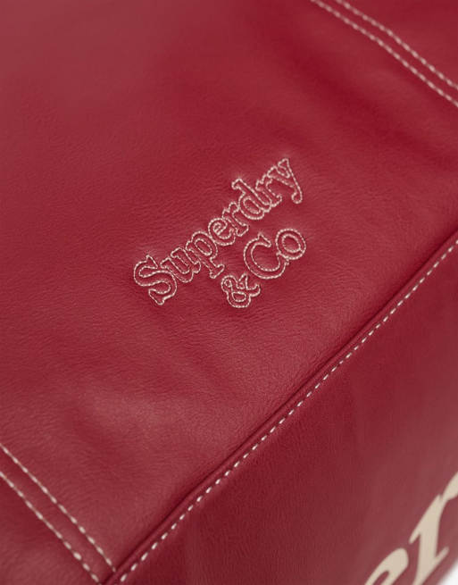 Superdry Vintage bowling bag in bordeaux red, 6 of 7