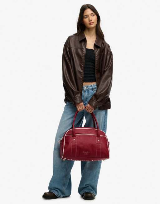 Superdry Vintage bowling bag in bordeaux red, 7 of 7