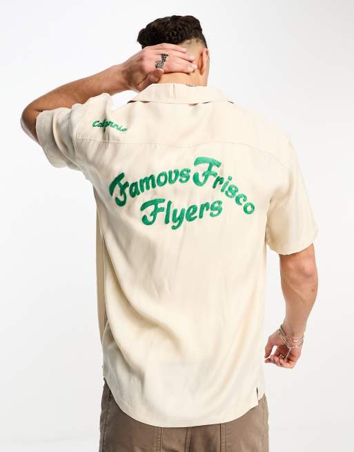 Superdry vintage bowling short sleeve shirt in beige
