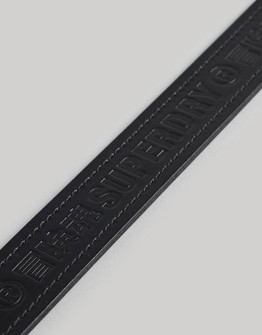 Superdry Vintage branded belt in black