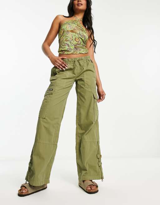 Superdry – Vintage-Cargohose in Khaki mit elastischem Bund