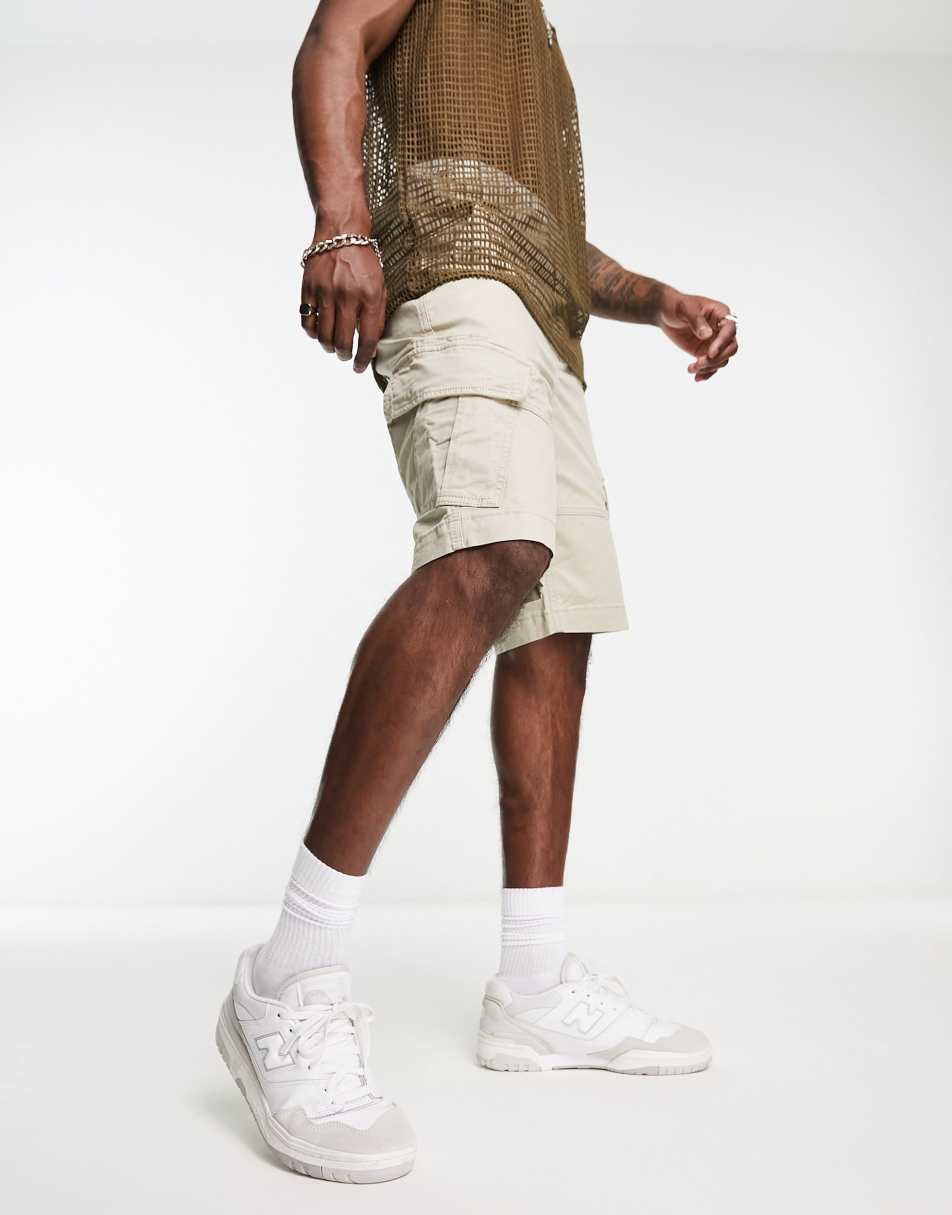 Superdry vintage core cargo shorts in beige