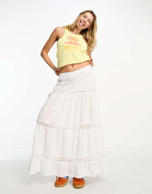 Superdry vintage cut out vest in pale yellow, 3 of 4