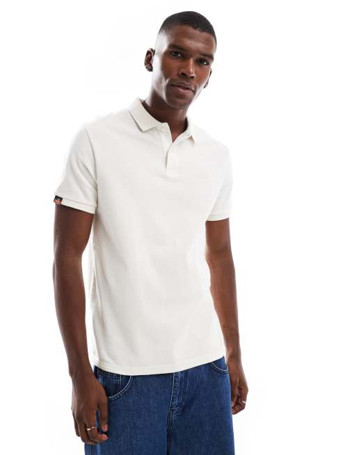 Superdry Vintage destroy polo shirt in destroy chalk white