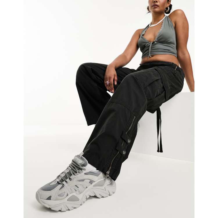 Superdry vintage elastic cargo trousers in black