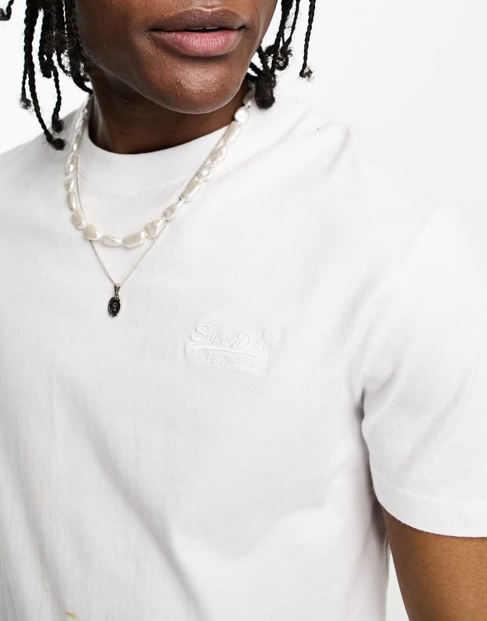 Superdry vintage embroidered logo t-shirt in white 0