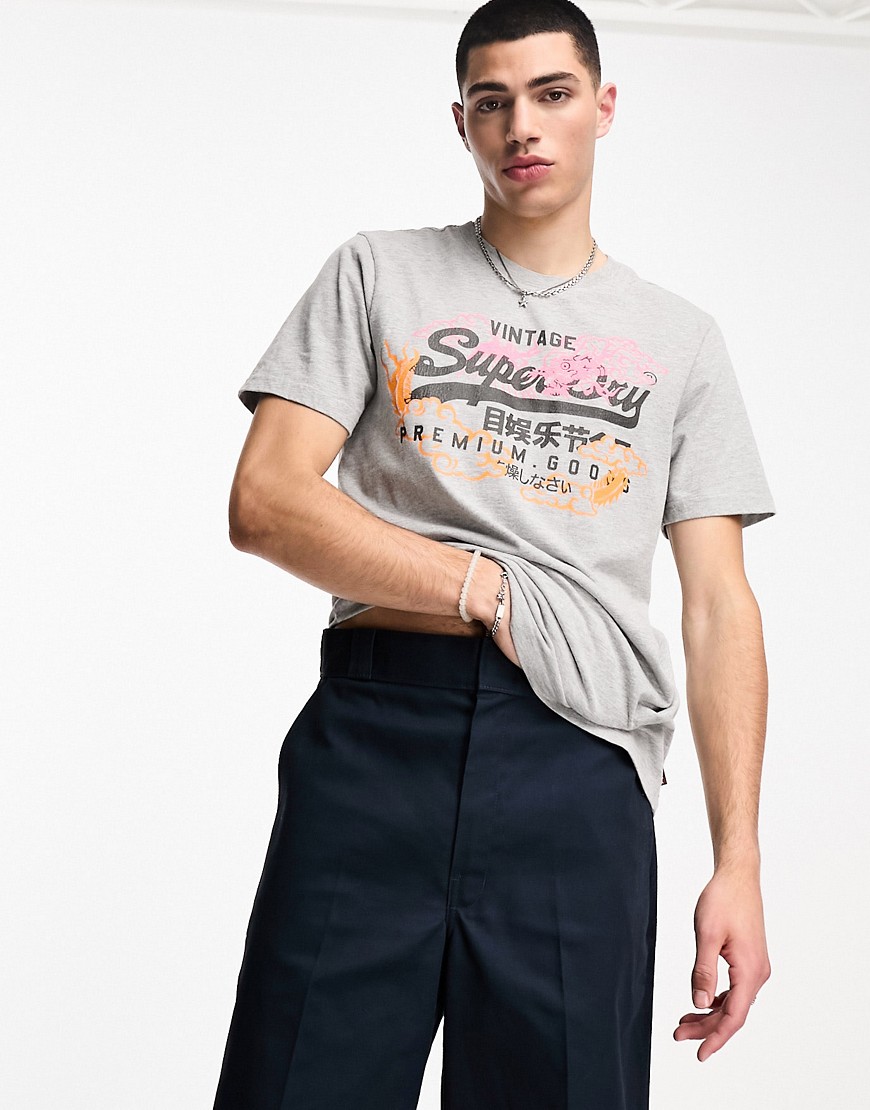 Superdry vintage graphic logo t-shirt in grey