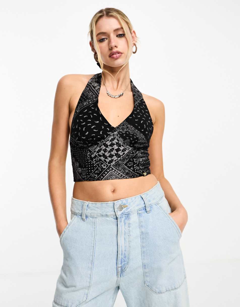 Superdry vintage halter top in black