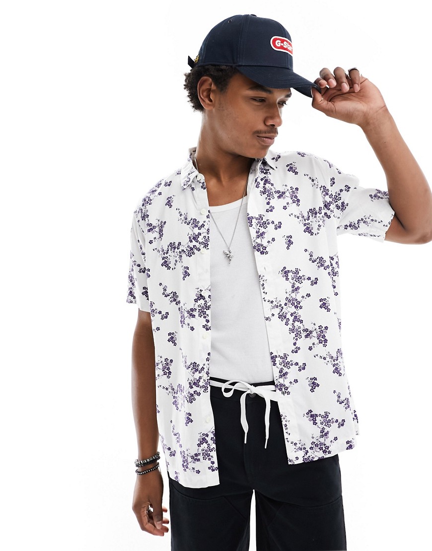 Superdry Vintage hawaiian shirt in optic blossom-White
