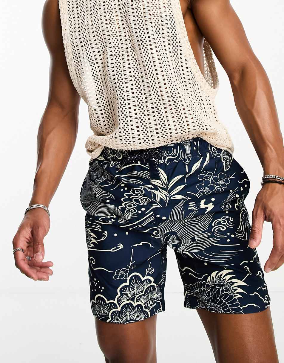 Superdry vintage Hawaiian swim shorts in multi - MULTI
