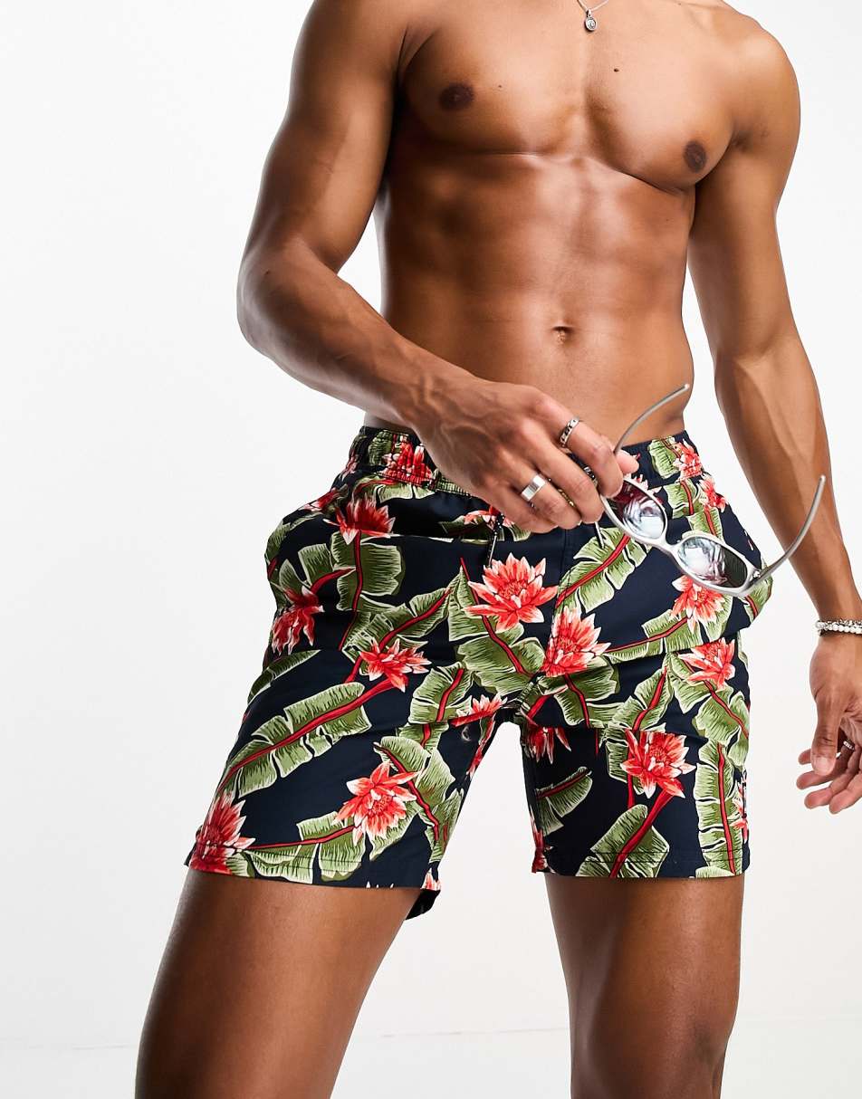 Superdry vintage Hawaiian swim shorts in multi - MULTI