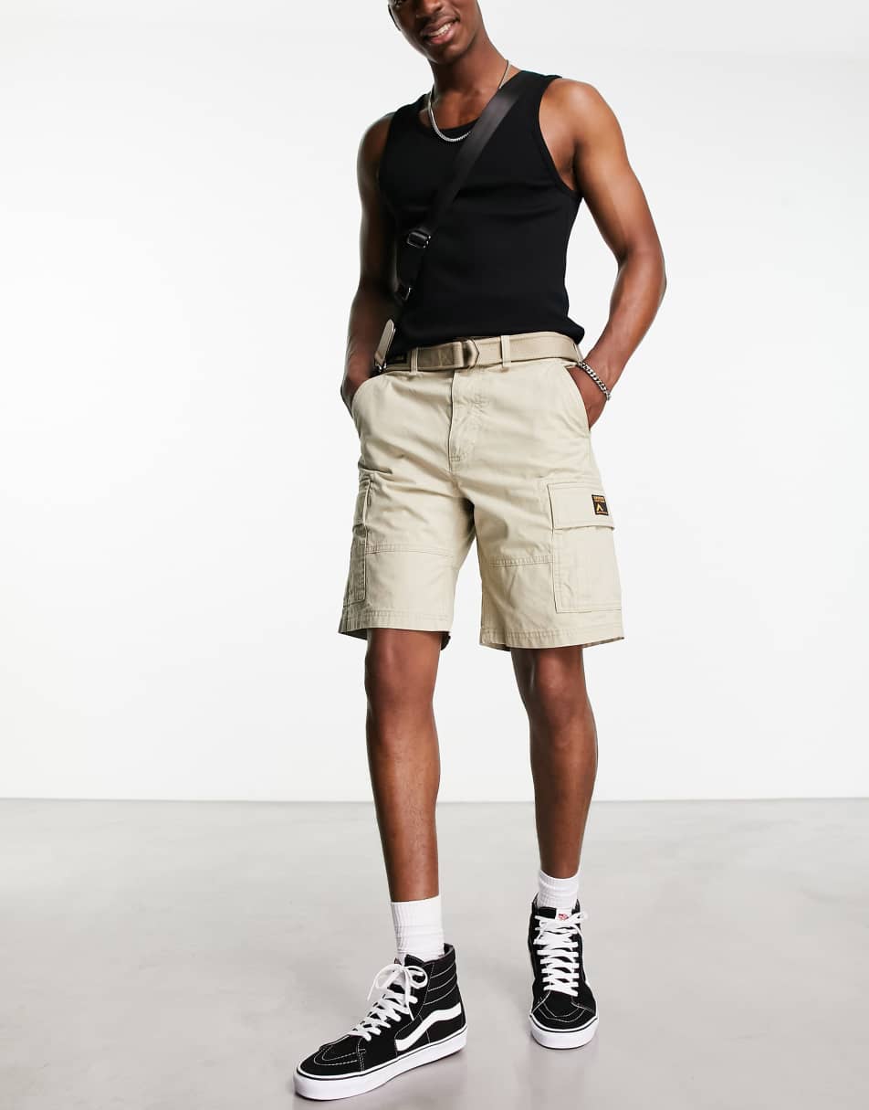 Superdry vintage heavy cargo shorts in brown