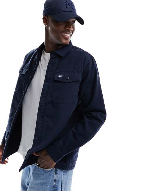 Superdry – Vintage – Hemd in Marineblau mit Teddystoff