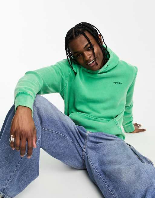 Superdry - Vintage hoodie met klein logo in felgroen