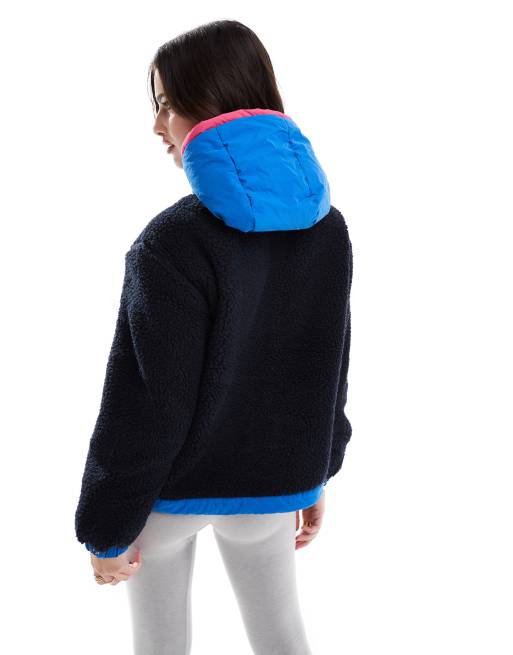 Superdry – Vintage – Jacke aus Sherpa-Fleece in Eclipse-Marineblau mit Kapuze, 3 von 4