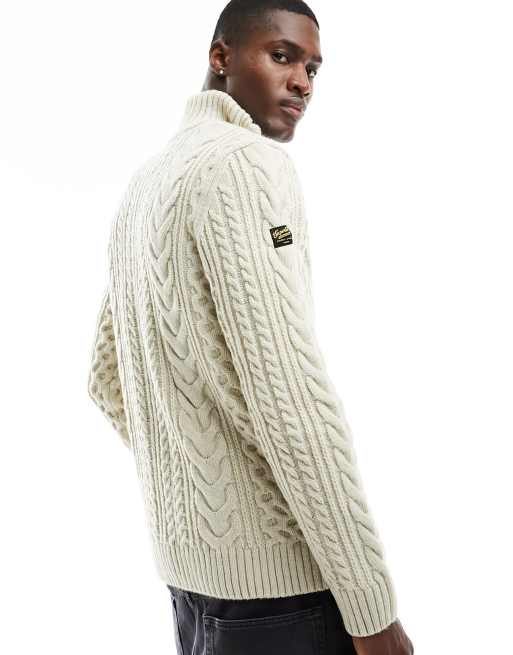 Superdry mens cable knit jumper deals