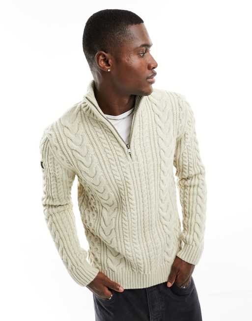 Superdry – Vintage – Jacob Henley – Pullover in Ecru