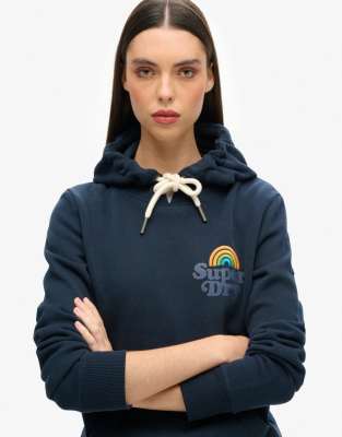 Superdry Vintage - Kapuzenpullover in Eclipse-Marineblau mit Regenbogen-Logo